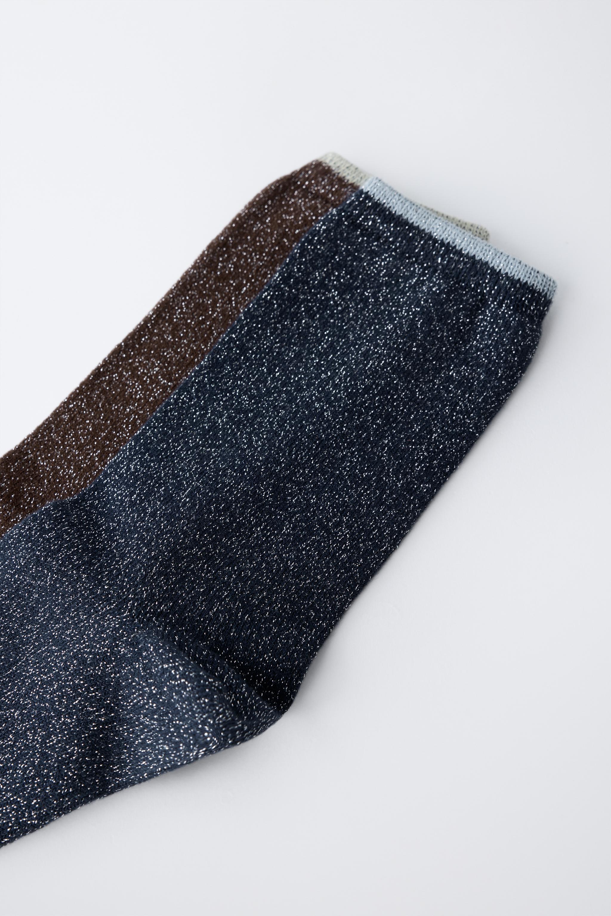 TWO-PACK OF LONG SHINY SOCKS