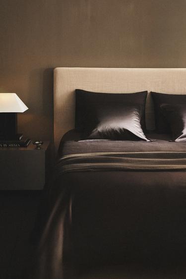 SATEEN DUVET COVER (300 THREAD COUNT) - Brown by Zara