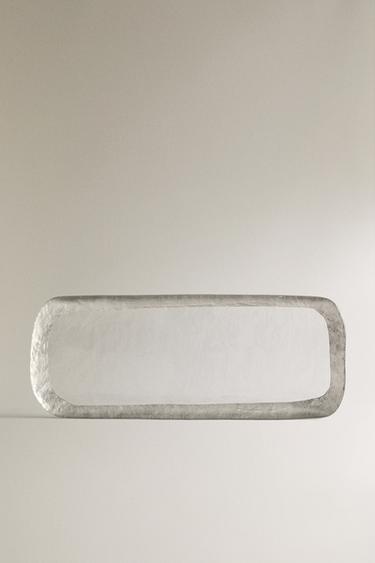 GLASS SERVING DISH WITH GOLD RIM - Silver by Zara