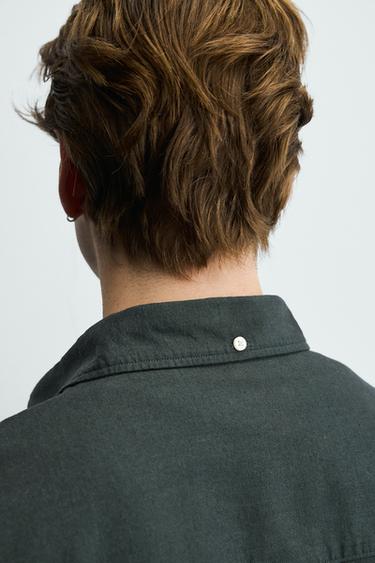 REGULAR FIT OXFORD SHIRT - Bottle green by Zara - Image 6