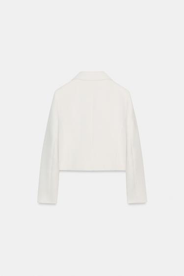 DOUBLE-BREASTED SHORT BLAZER - Ecru by Zara - Image 7