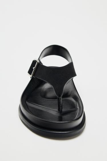 FLACHE WILDLEDERSANDALE - Schwarz von Zara