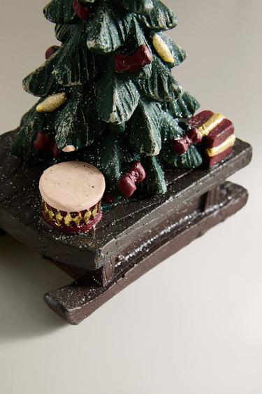 CHRISTMAS SLEIGH AND TREE CANDLE - Green by Zara - Image 3