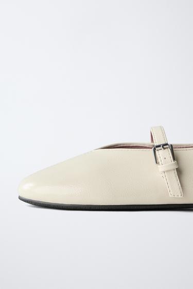 PATENT BALLET FLATS - Ecru White by Zara - Image 5