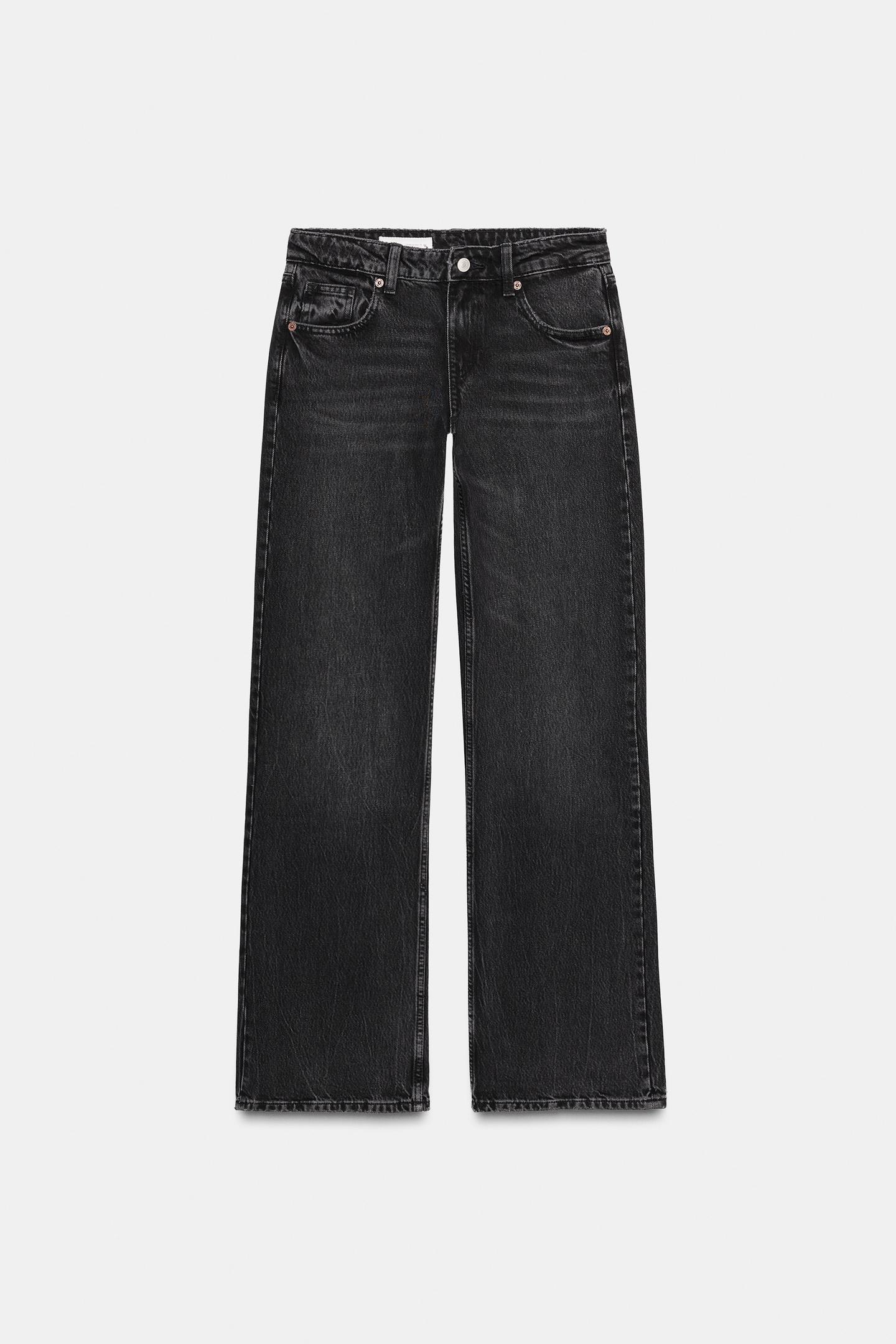 Женские джинсы Zara Trf Low-Rise Wide Leg, цвет: Чёрный — фото 3