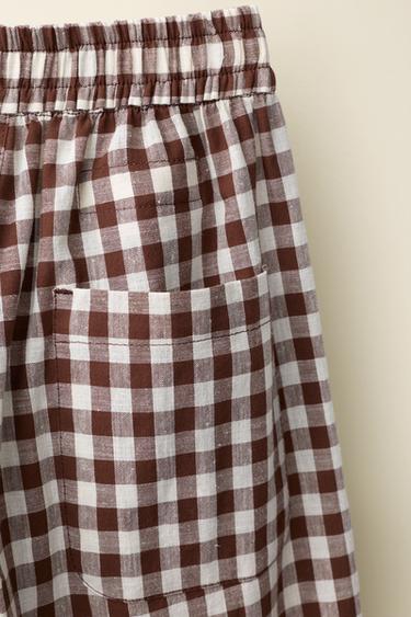 PANTALON À CARREAUX VICHY CRÉÉ PAR CARAMEL LONDON X ZARA - Chocolat de Zara - Image 3
