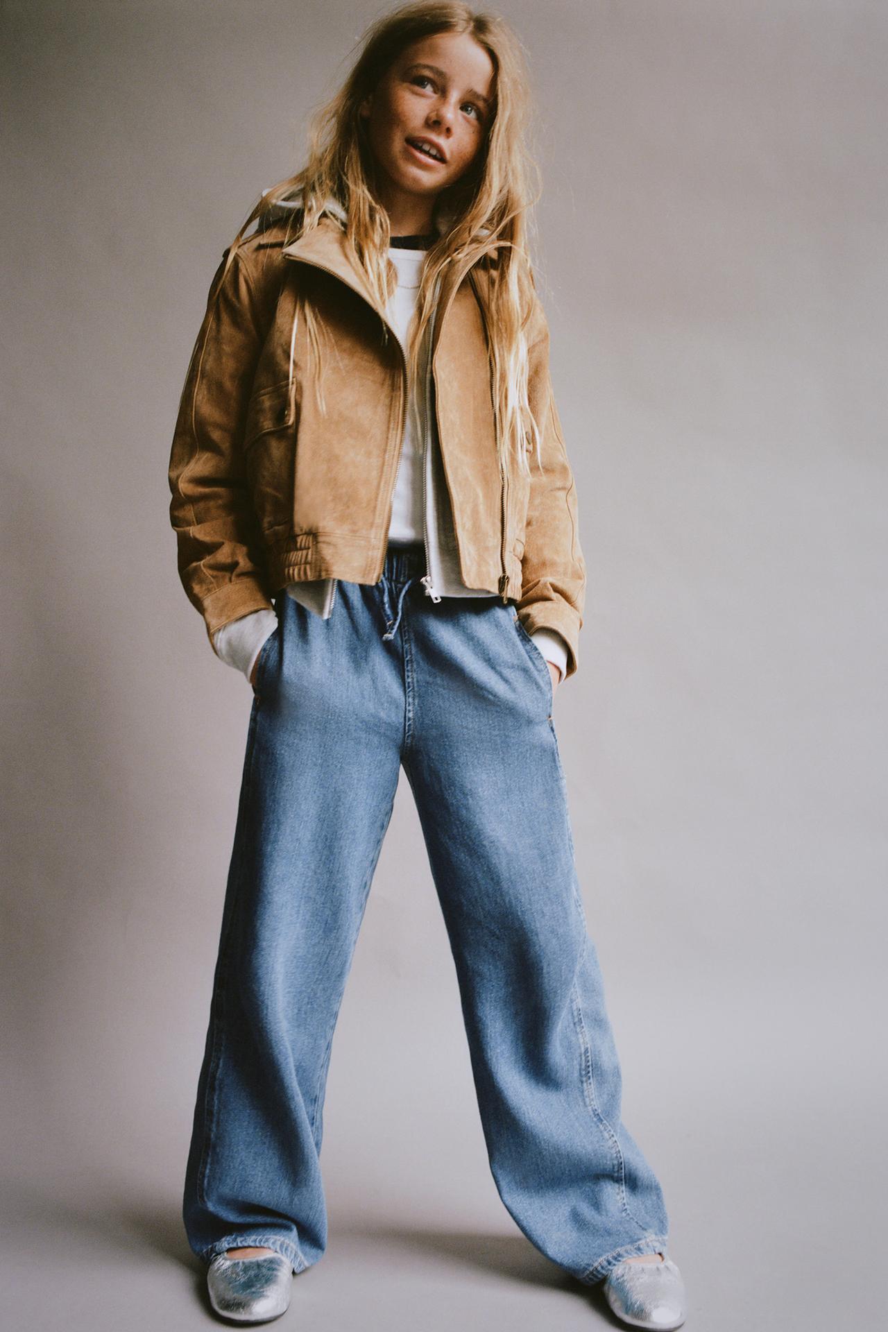 WIDE LEG DRAWSTRING JEANS — Blue
