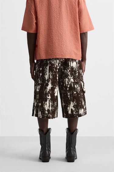 ANIMAL PRINT DENIM BERMUDA SHORTS - Brown by Zara - Image 2