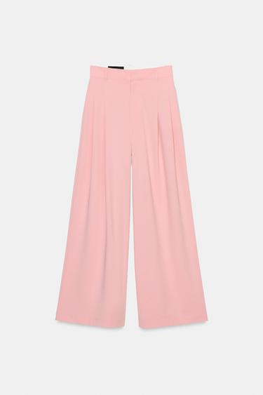 Zara PLEATED PANTS - Mid-pink