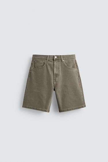 BERMUDA DENIM STRAIGHT FIT - Khaki de Zara