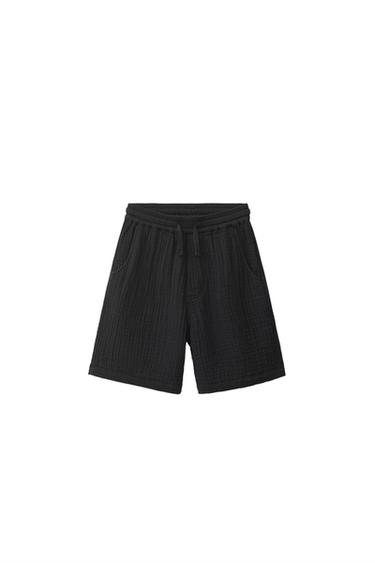 Zaras SHORTS MED TEXTUR - Svart