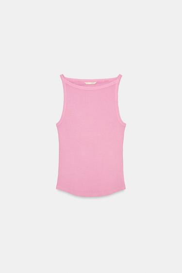 TOP HALTER RIB EFECTO LAVADO - Rosa de Zara