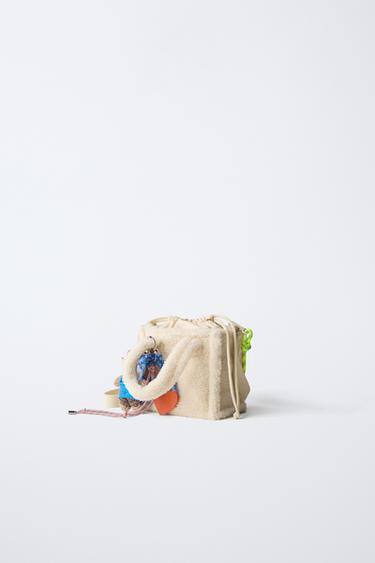 FAUX SHEARLING CROSSBODY BAG WITH CHARM - Ecru White by Zara - Image 1