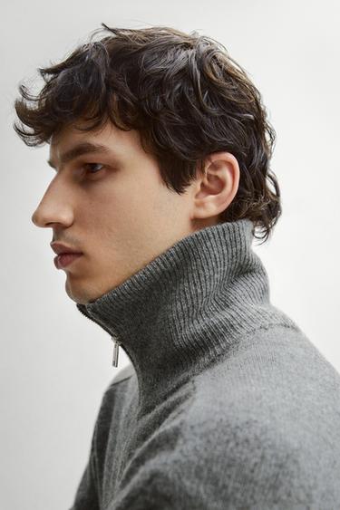 Wool blend zip-up knit cardigan — Anthracite grey 1