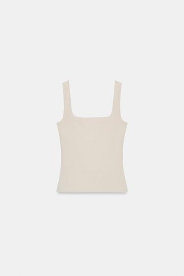 TOP TIRANTES ANCHOS - Crema de Zara - Imagen 0