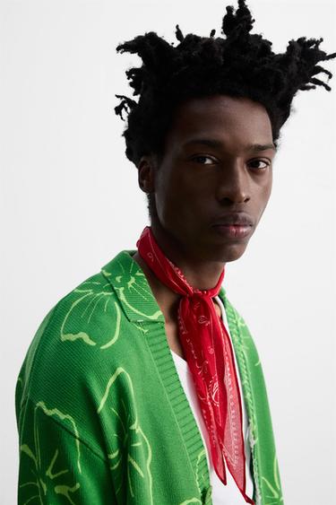 FLORAL PRINT CARDIGAN © OTIS KWAME KYE QUAICOE - Green by Zara - Image 4