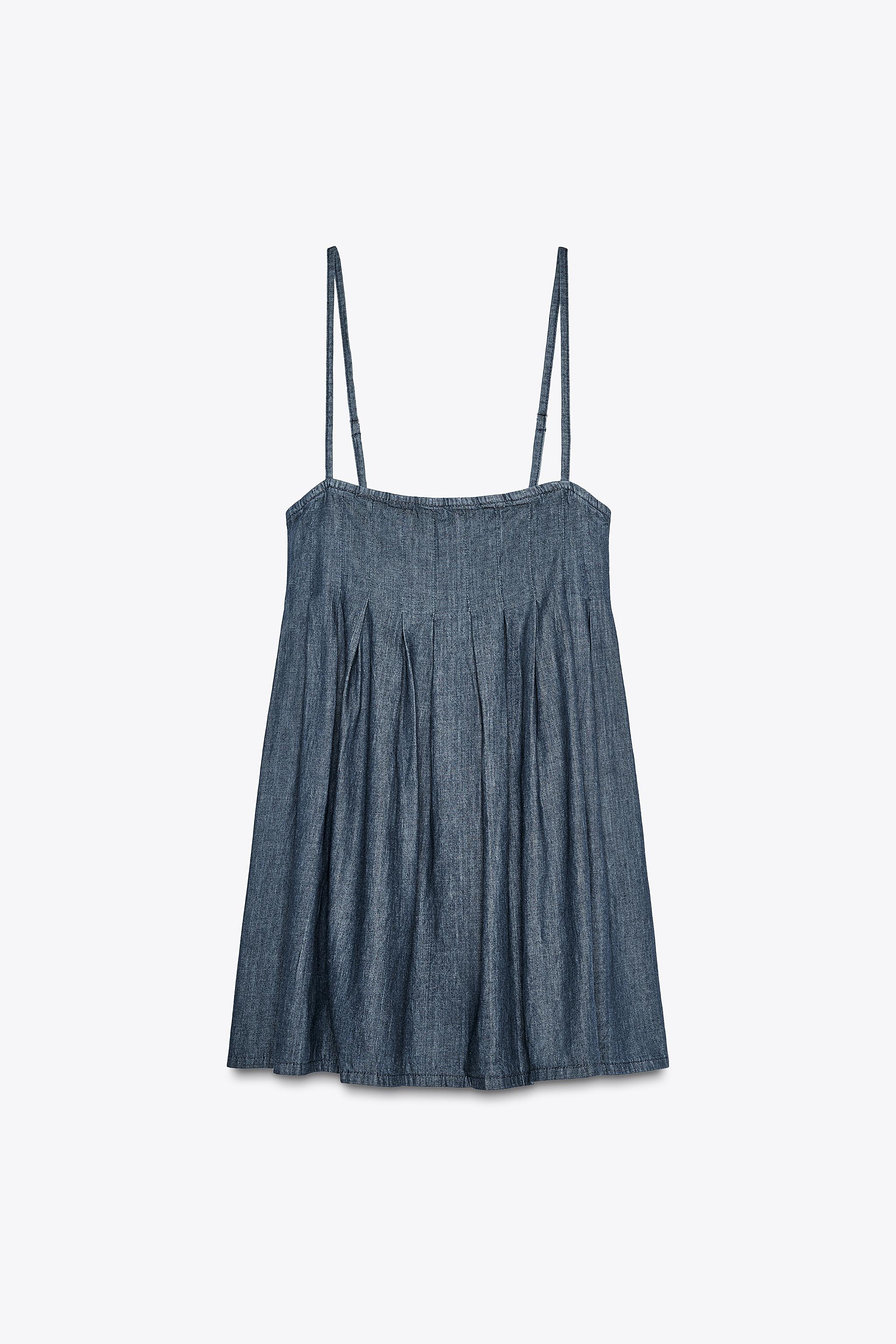 【ZARA】ショート デニム TRF ワンピース 0250/080/401 SHORT DENIM TRF DRESS - Navy blue | ZARA United States