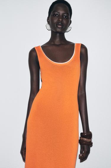 ROBE LONGUE EN MAILLE FINITIONS DOUBLE ÉPAISSEUR - Mandarine de Zara - Image 1