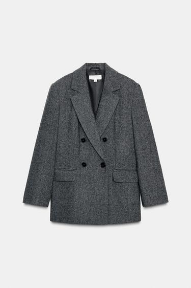 OVERSIZE DOUBLE-BREASTED BLAZER - Grey by Zara