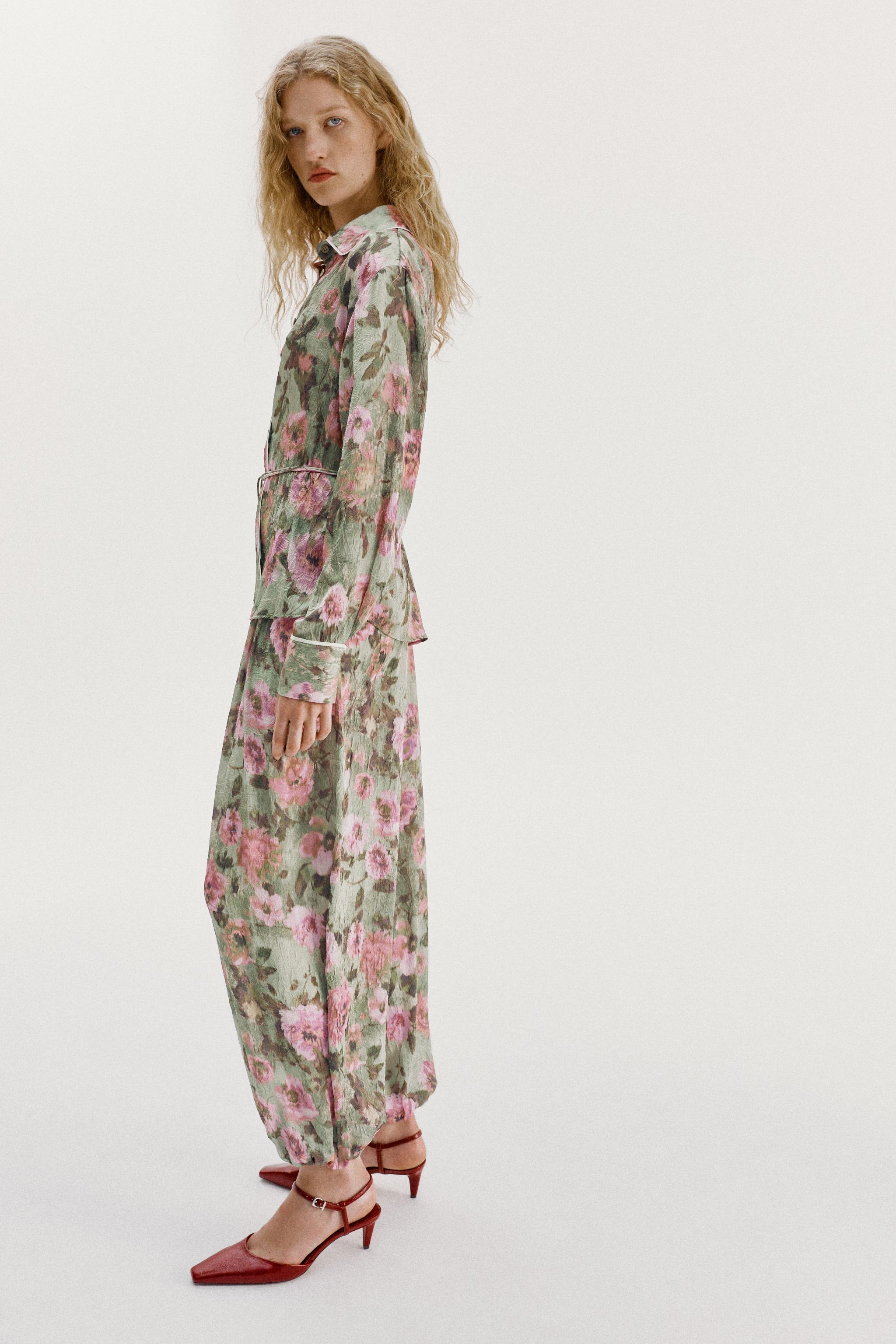 Женские брюки Zara FLORAL PRINT BALLOON TROUSERS — фото 3