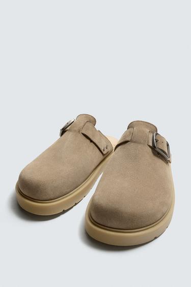 SABOTS EN CUIR À BOUCLE - Marron de Zara - Image 4