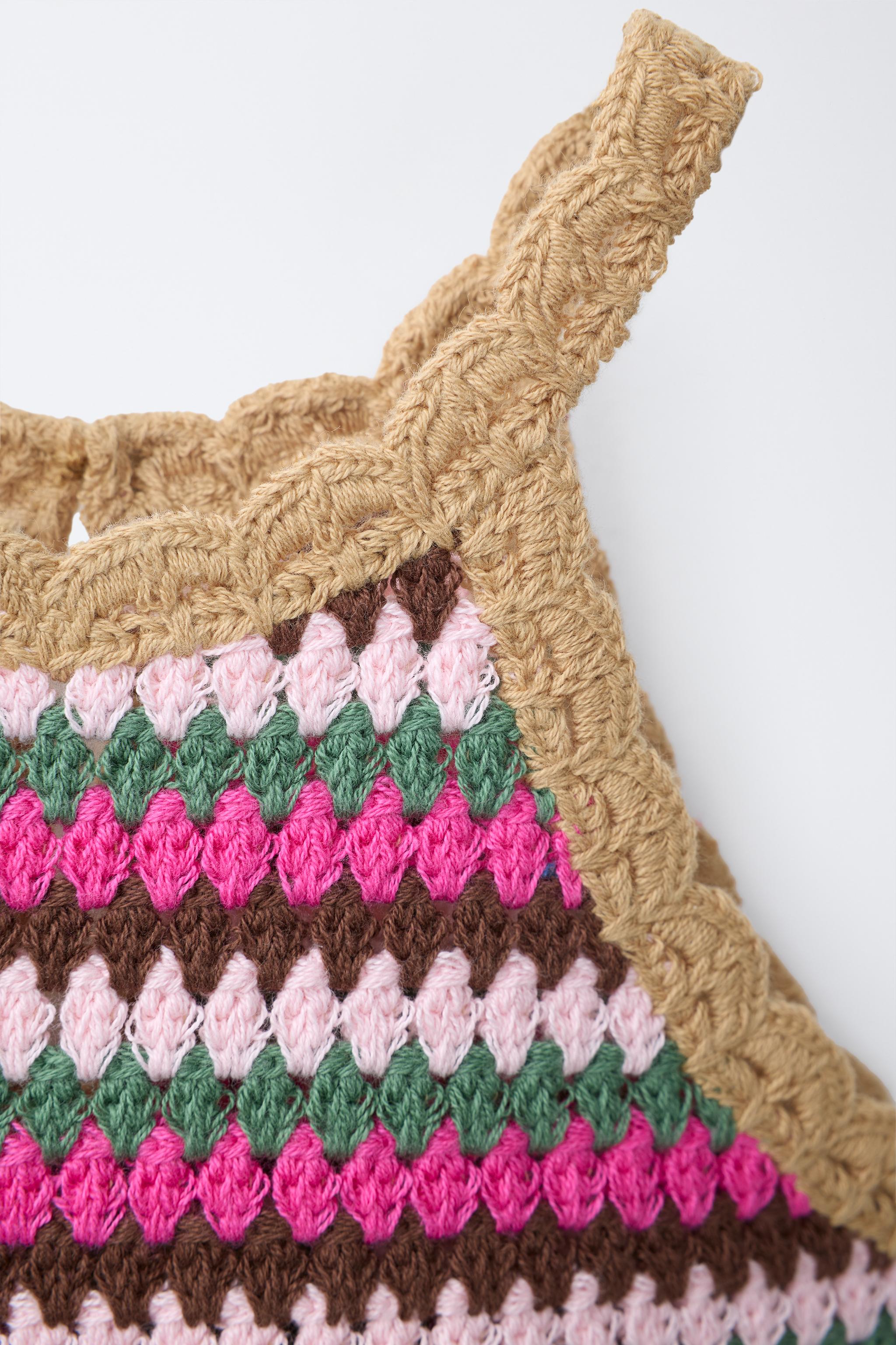 STRIPED CROCHET KNIT TOP