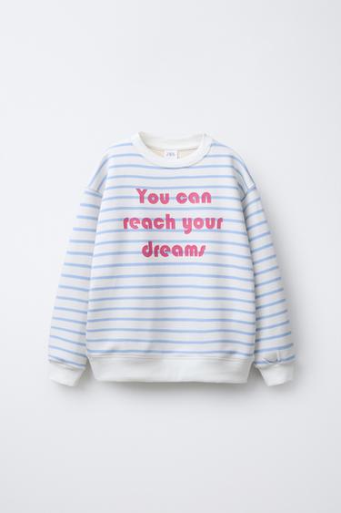 SUDADERA RAYAS ESTAMPADO TEXTO - Lavanda de Zara