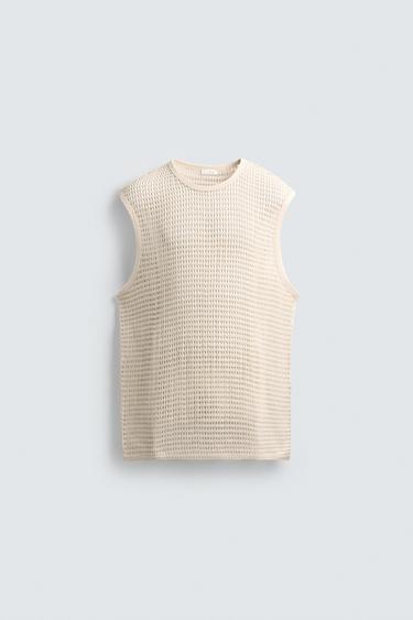 T-SHIRT STRUCTURE CROCHET - Écru de Zara - Image 6
