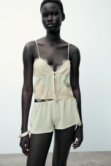 ΣΟΡΤΣ LINGERIE ΜΕ ΔΑΝΤΕΛΑ - Πράσινο ανοιχτό του Zara - Εικόνα 0