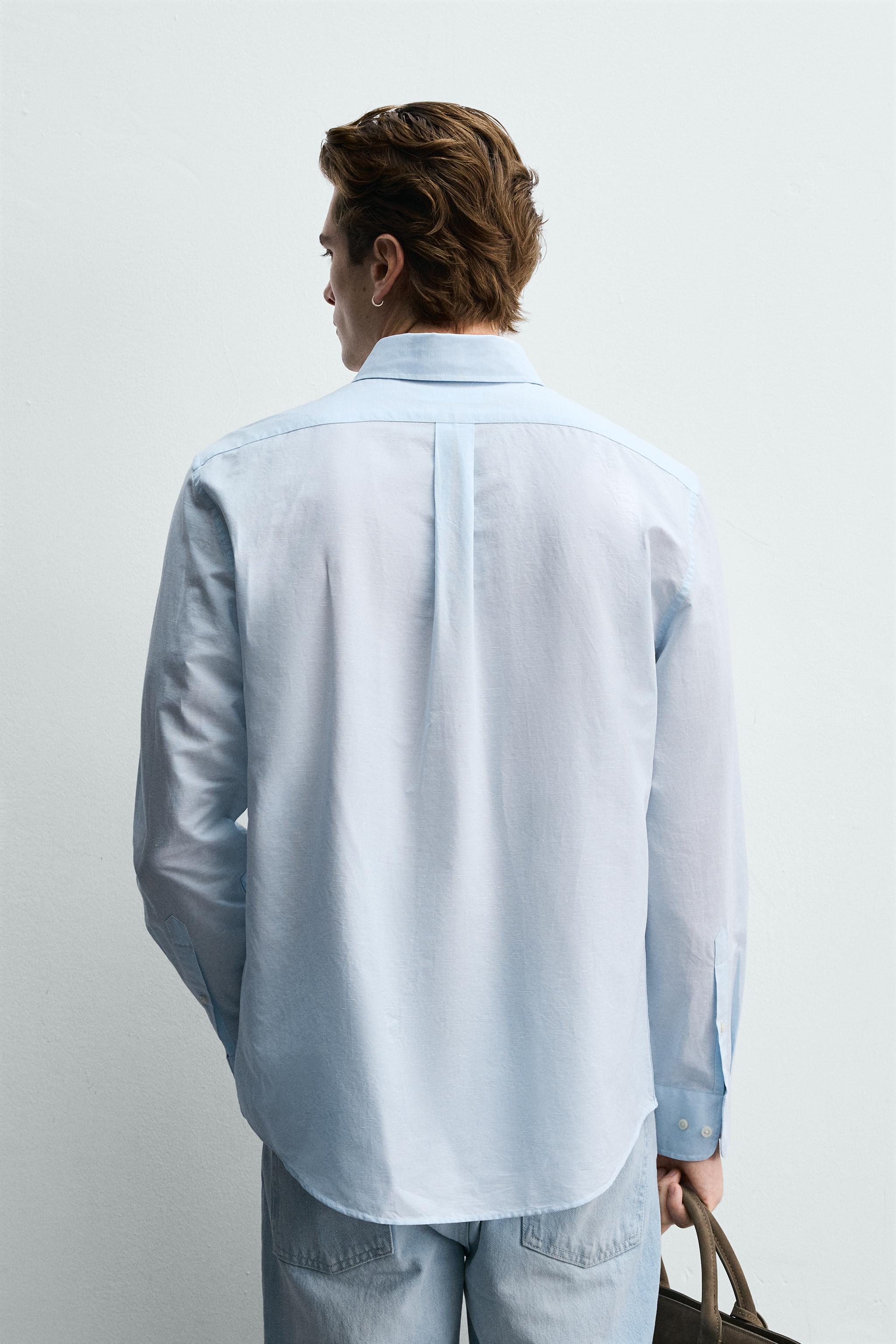 REGULAR FIT PAMUKLU KETEN GÖMLEK