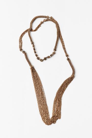 Zara LONG DOUBLE CHAIN NECKLACE - Golden