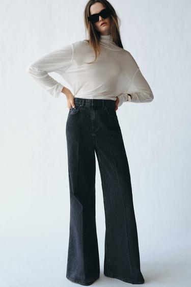 ΤΖΙΝ ZW COLLECTION FLARE ΡΙΓΕ ΨΗΛΟΜΕΣΟ - Μπλε του Zara