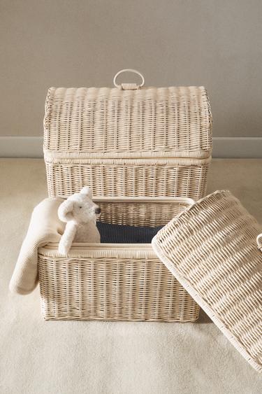 CHILDREN’S RATTAN BASKET WITH LID - Oyster-white by Zara