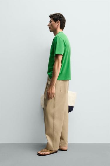 T-SHIRT RELAXED FIT À POCHE - Vert de Zara - Image 3