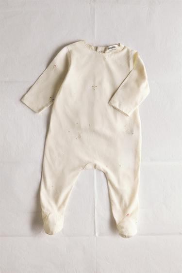 CHILDREN'S RABBIT AND FLORAL ROMPER - Oyster-white by Zara