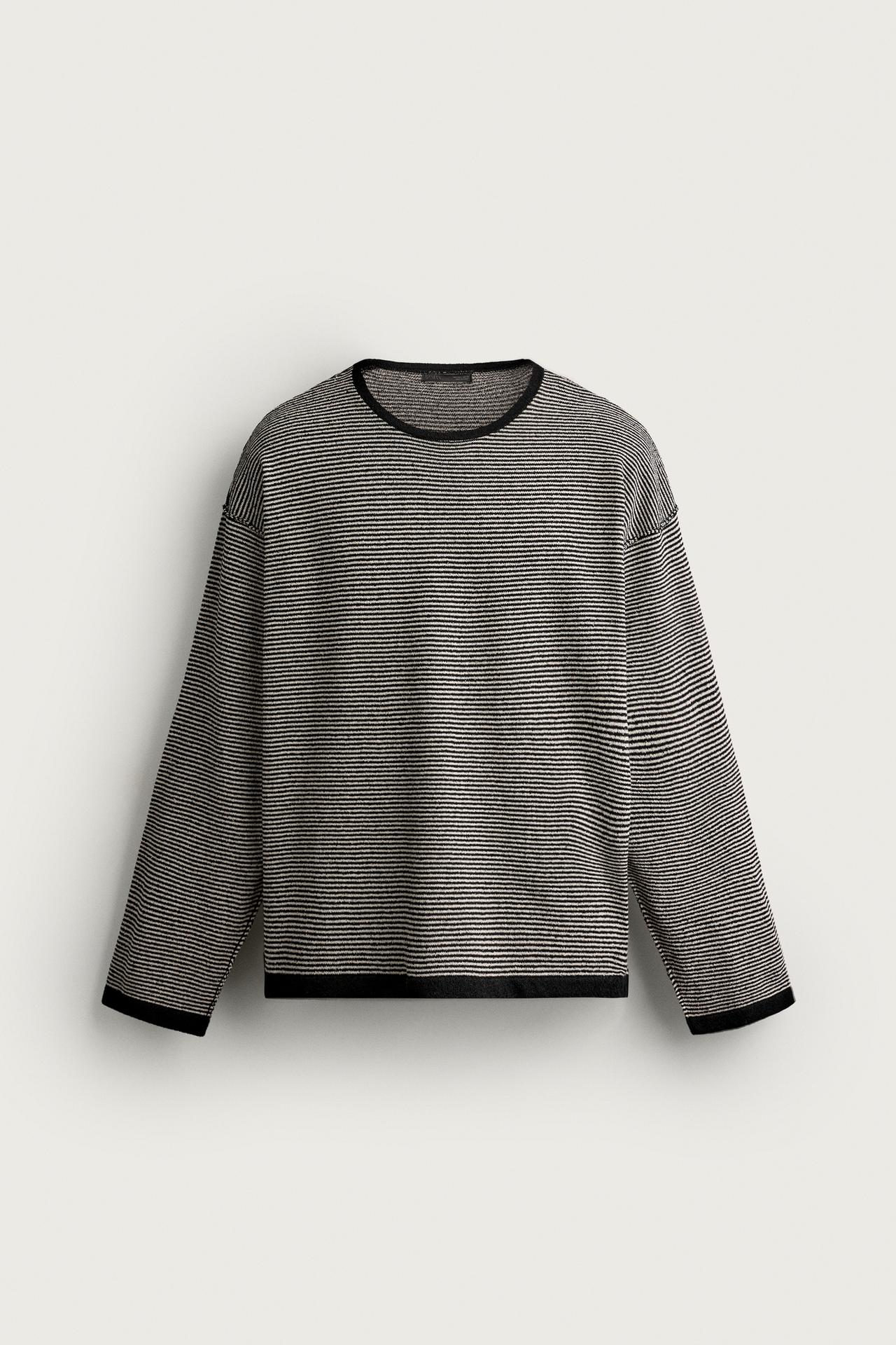 CONTRAST STRIPED SWEATER — Black