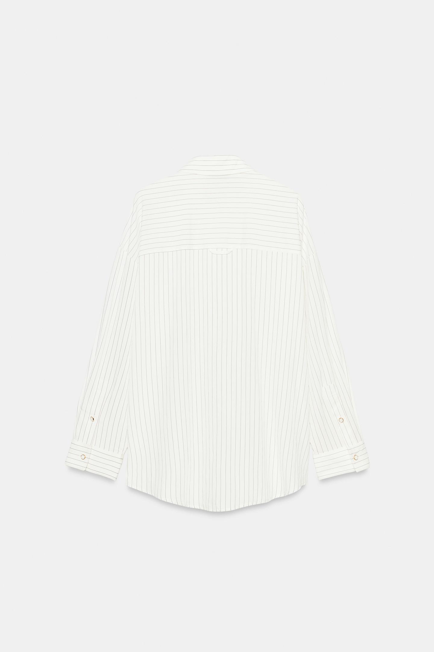 Рубашка Zara Striped, цвет: Чёрный / Белый — фото 9