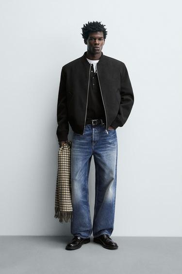 CAZADORA BOMBER COMBINADA - Negro de Zara - Imagen 0