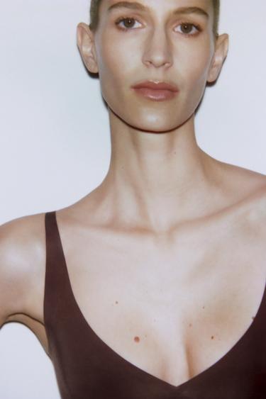 POLYAMIDE BLEND BODYSUIT - Brown by Zara - Image 3