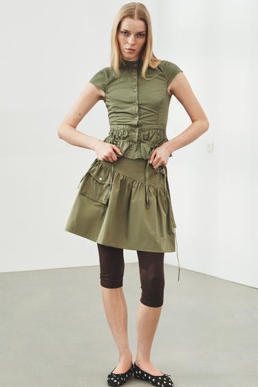 GABARDINE TOP WITH POCKETS - Khaki by Zara