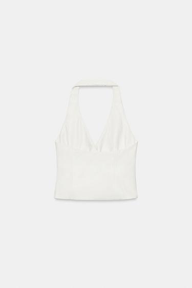 HALTER TOP WITH BUCKLES - Oyster-white by Zara