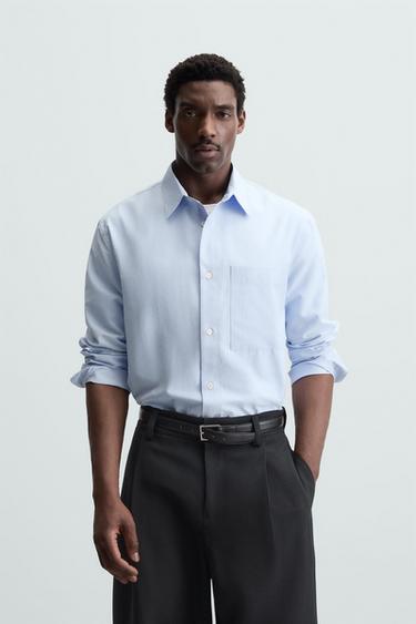 Zara POCKET SHIRT - Sky blue