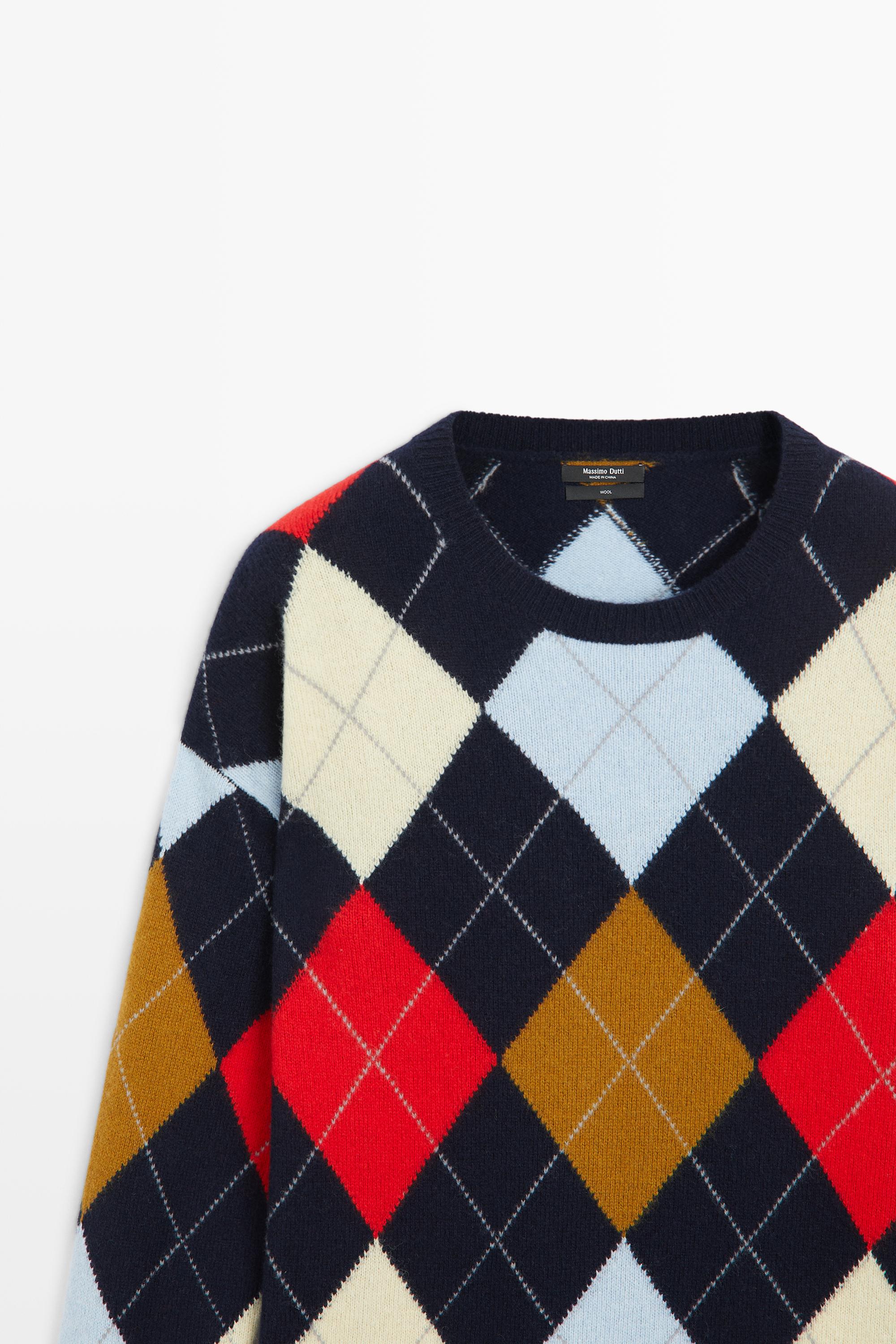 Pull à losanges en maille 100 % laine