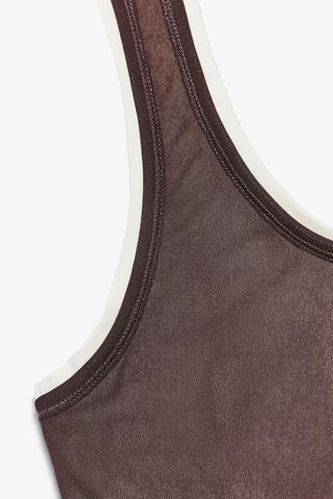 CAMISETA DOBLE TIRANTES - Marrón de Zara