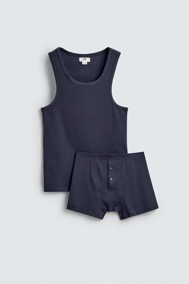RIB LIMITED EDITION PYJAMA PACK - Navy blue by Zara
