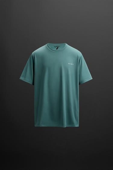 PERFORATED TRAINING T-SHIRT WITH PRINT - Blue green by Zara