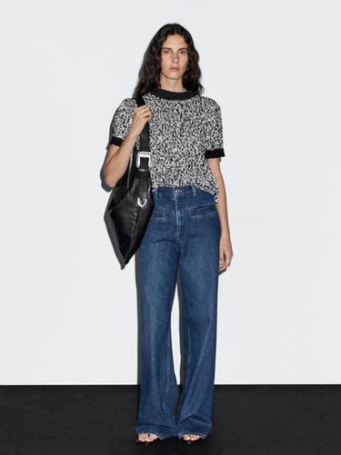 Zara Short sleeve knit sweater - Black - Image 0