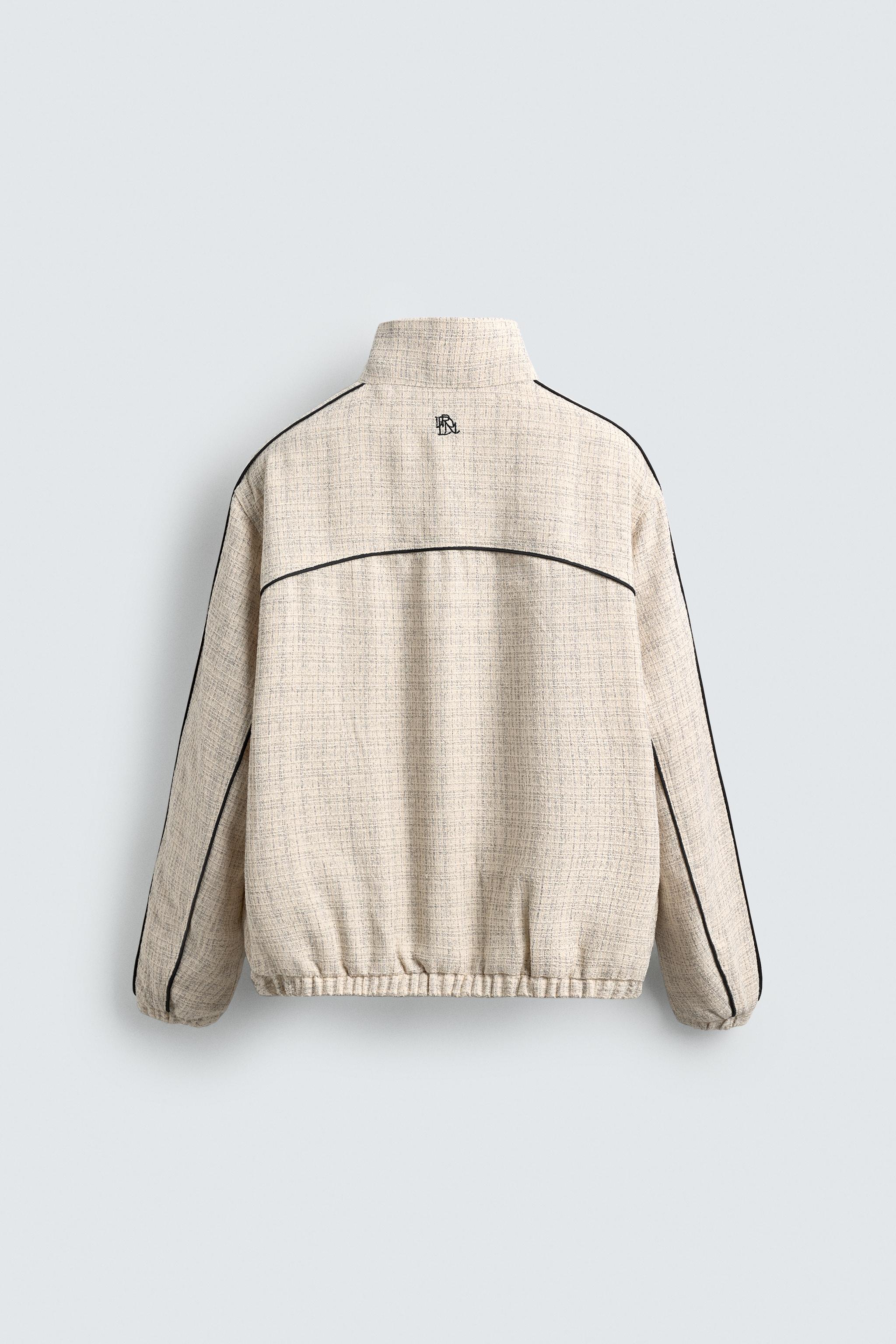 CONTRAST PIPING TEXTURED BOXY FIT JACKET - Ecru | ZARA United States