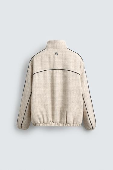 BOXY FIT TEXTURED JACKET WITH CONTRAST TRIMS - Ecru by Zara - Image 7