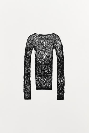 T-SHIRT SEAMLESS SEMI-TRANSPARENT LIMITED EDITION - Noir de Zara - Image 2
